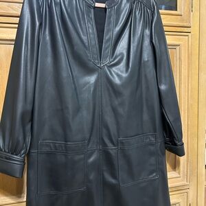 Black Vegan Leather Tunic Dress